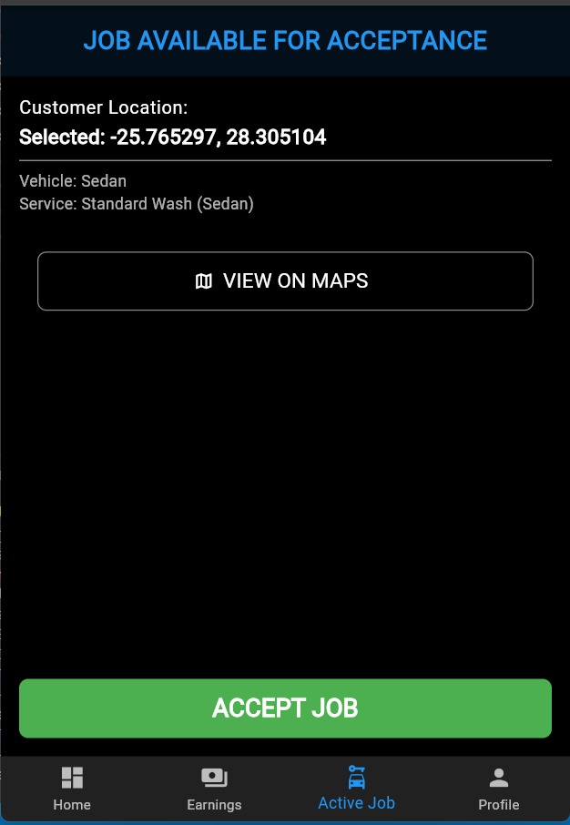 Job details with customer location